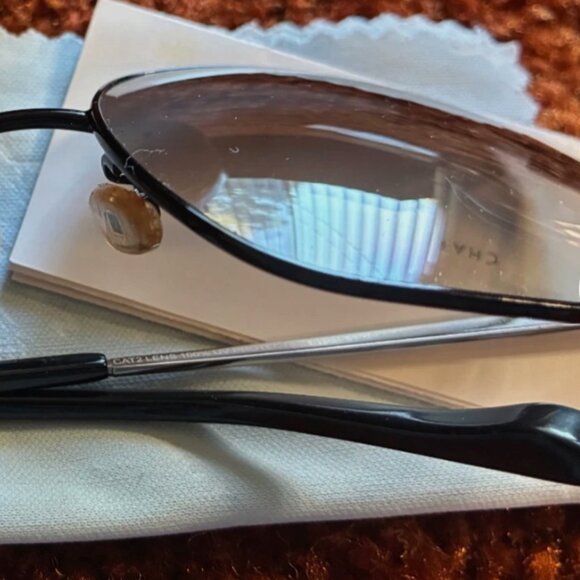 Charles & Keith Black Sunglasses Metal Frame Gradient Lens w/ Hard Case